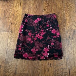 My Michelle-Floral Black and Pink Women's Skirt